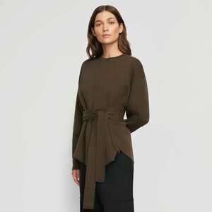Modern Citizen Nara Tie-Front Knit Sweater Size MOlive / M